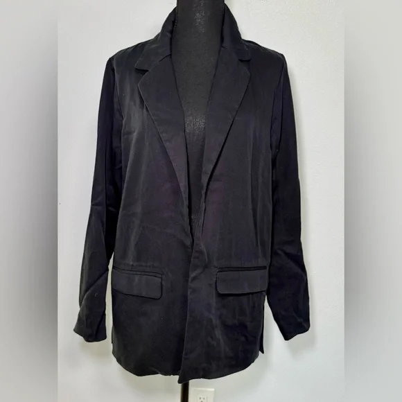 Abercrombie Fitch Black Long Sleeve Open Front Blazer Jacket Womens Size L - Picture 3 of 9